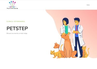 Diseño de pagina web para veterinaria PetStep seccion inicio