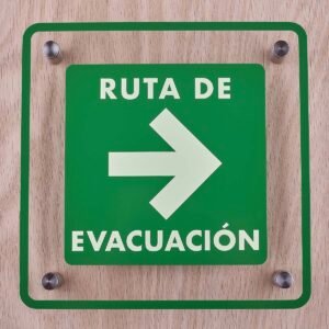 Letrero acrilico ruta de evacuación flecha derecha