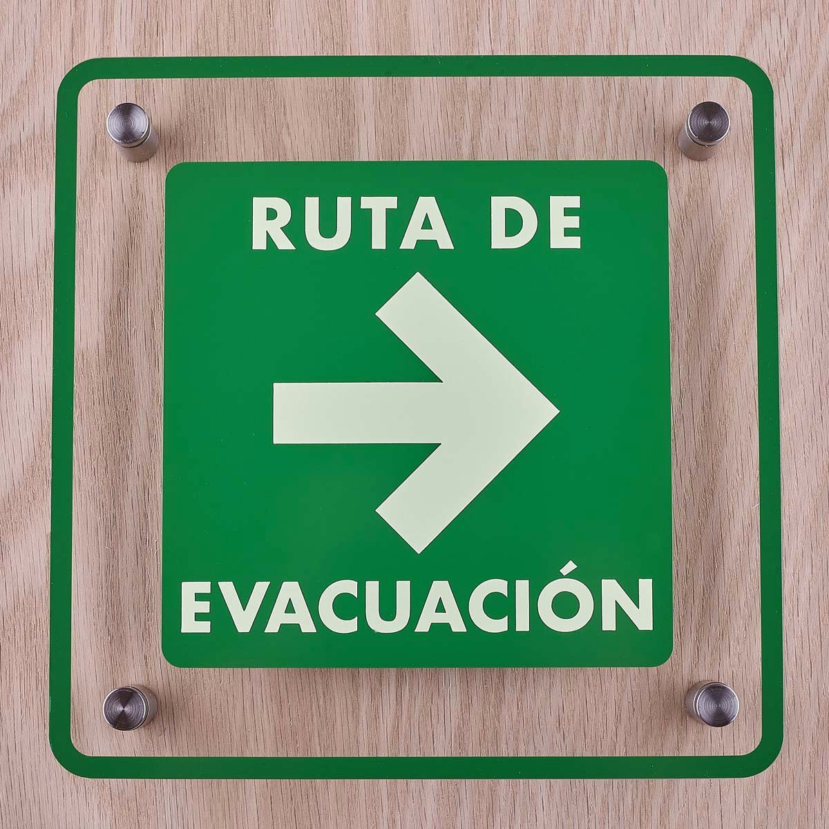 Letrero acrilico ruta de evacuación flecha derecha