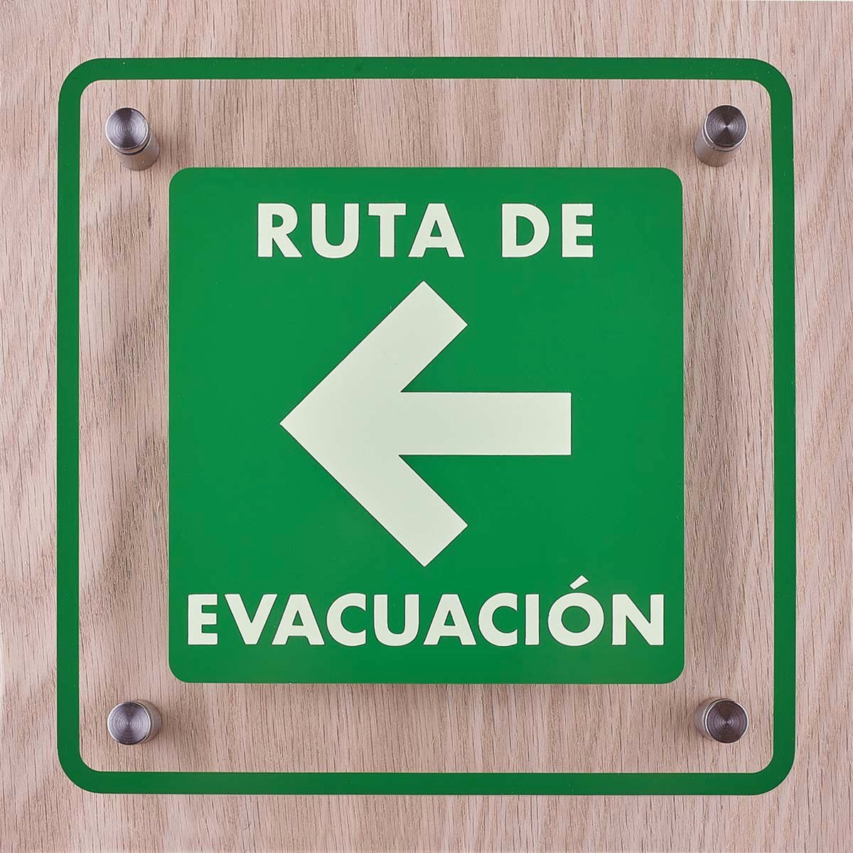 Letrero acrilico ruta de evacuación flecha izquierda