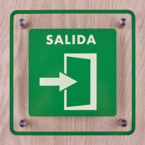 Letrero acrilico señaletica salida flecha derecha
