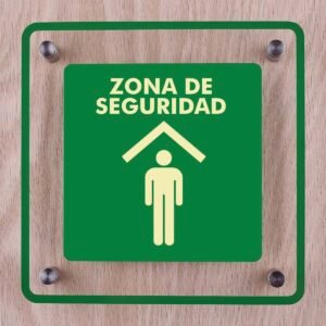 Letrero acrilico señaletica zona de seguridad