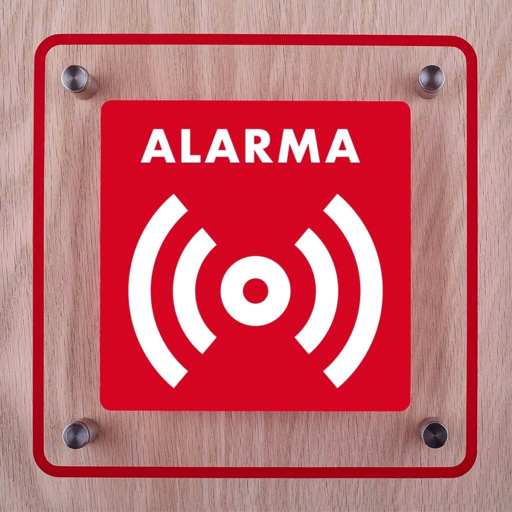 Letrero acrilico señaletica alarma