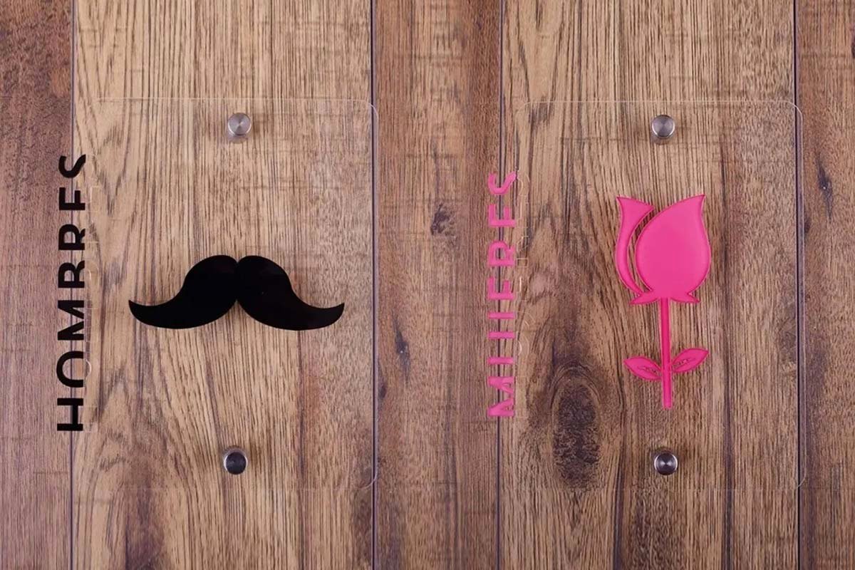 Letreros sanitarios en acrílico transparente