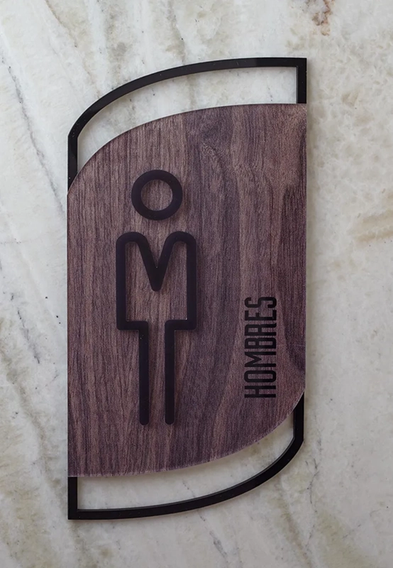 Letrero sanitario madera acrílico