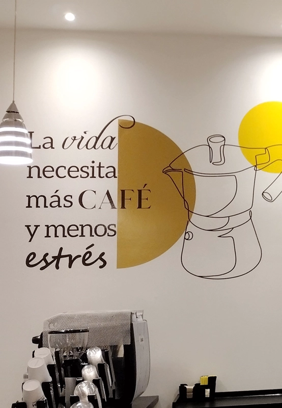 Vinil decorativo para cafetería Bloom barra de café