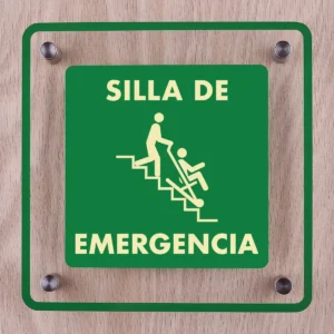 Letrero acrílico silla de emergencia